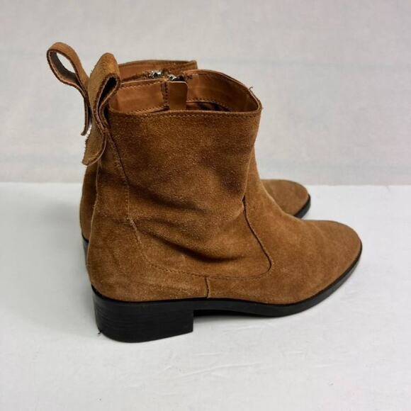ZARA TRF SUEDE Booties 38 Camel Brown Ankle Side Zip Closure Western Rodeo Boho - Picture 12 of 14